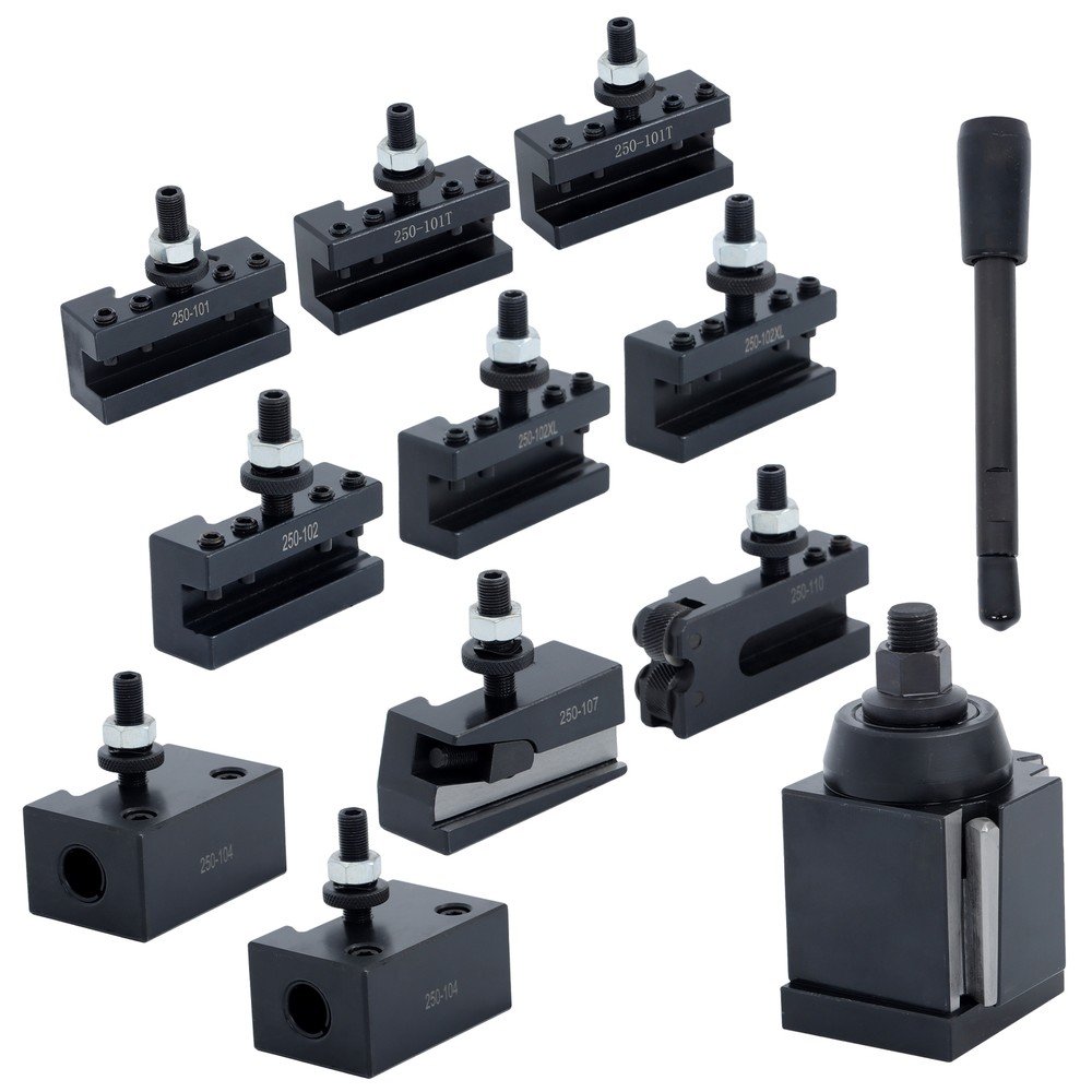 AXA 250-111 Wedge Type Tool Post Tool Holder Set for Lathe 6-12" 11PC Set
