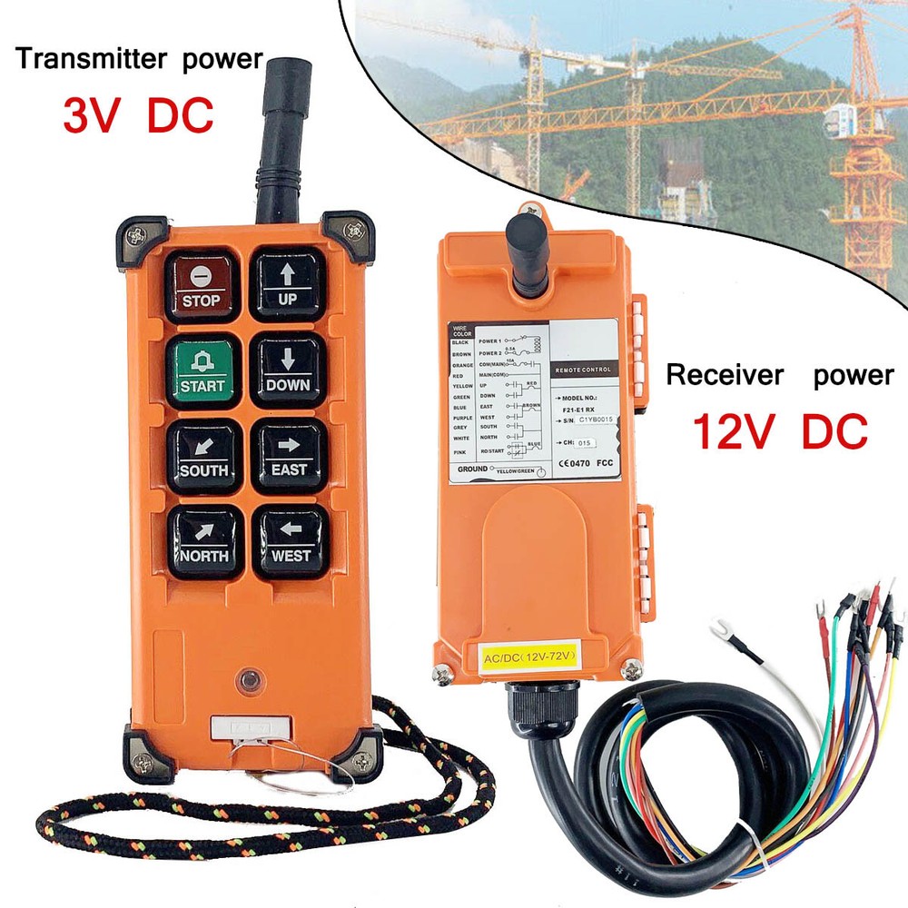 Wireless Industrial Remote Control for Transmitter & Receiver Hoist Crane 12-24V