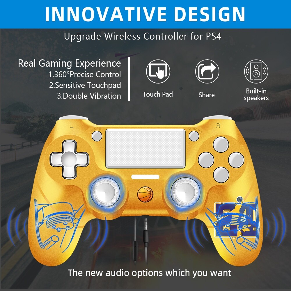 Wireless Controller compatible with P-4, with Cable, Touchpad, Vibration
