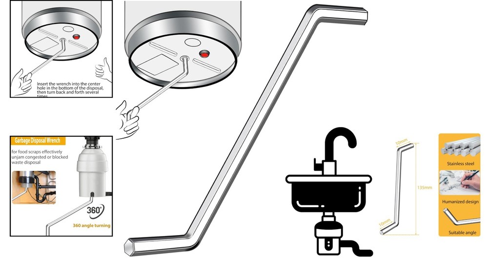 Compact Garbage Disposal Allen Wrench - Essential Tool for Kitchen Sink Repairs