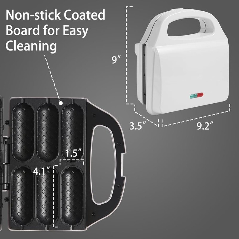 6 Corn Dog Maker W/ Automatic Temperature Control Non-Stick Plates Easy to Use