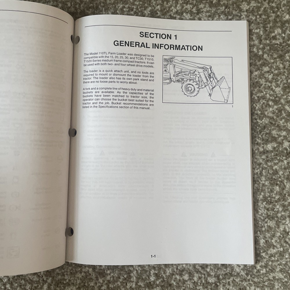 New Holland 110TL Front Loader Operator’s Manual