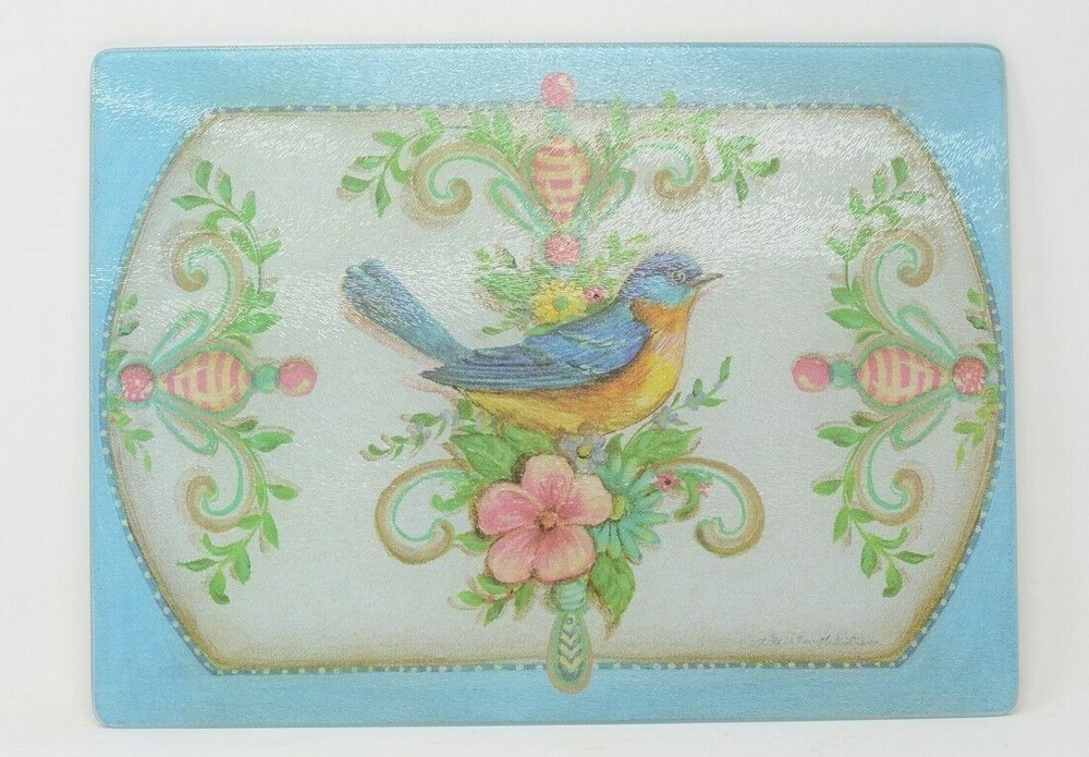 Bird and Flowers Glass Tempered Cutting Board