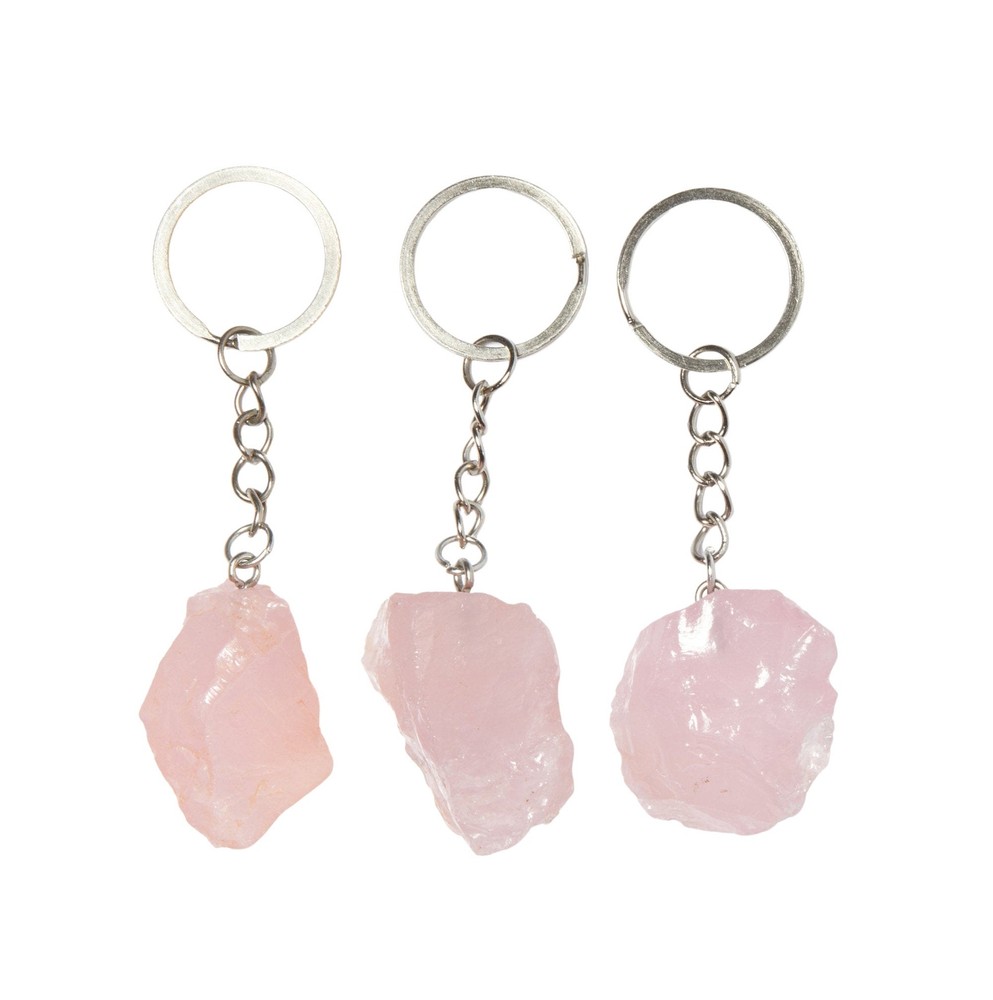 Raw Rose Quartz Crystal Keychain by New Moon Beginnings