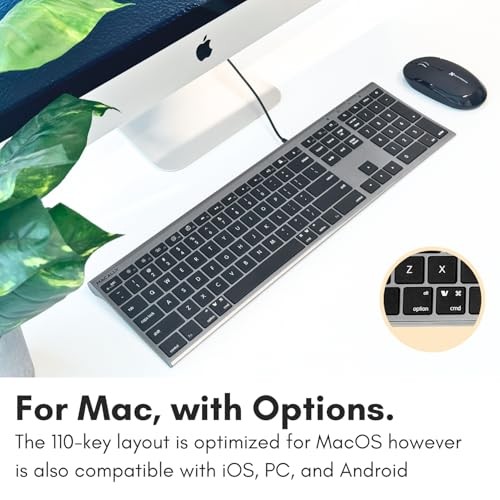 Wired Keyboard for Mac (Upgraded Dual USB A + C Plug) - USB C Space Gray