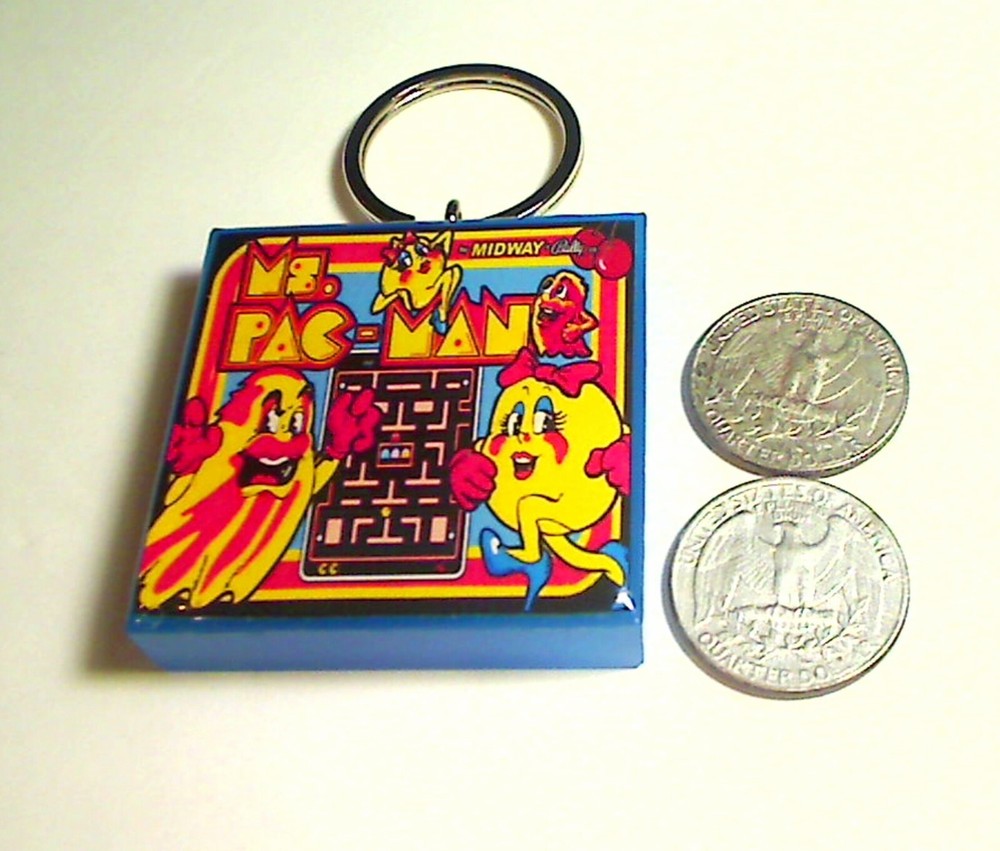 Ms. Pac-Man Arcade Coin Door accessory Keychain