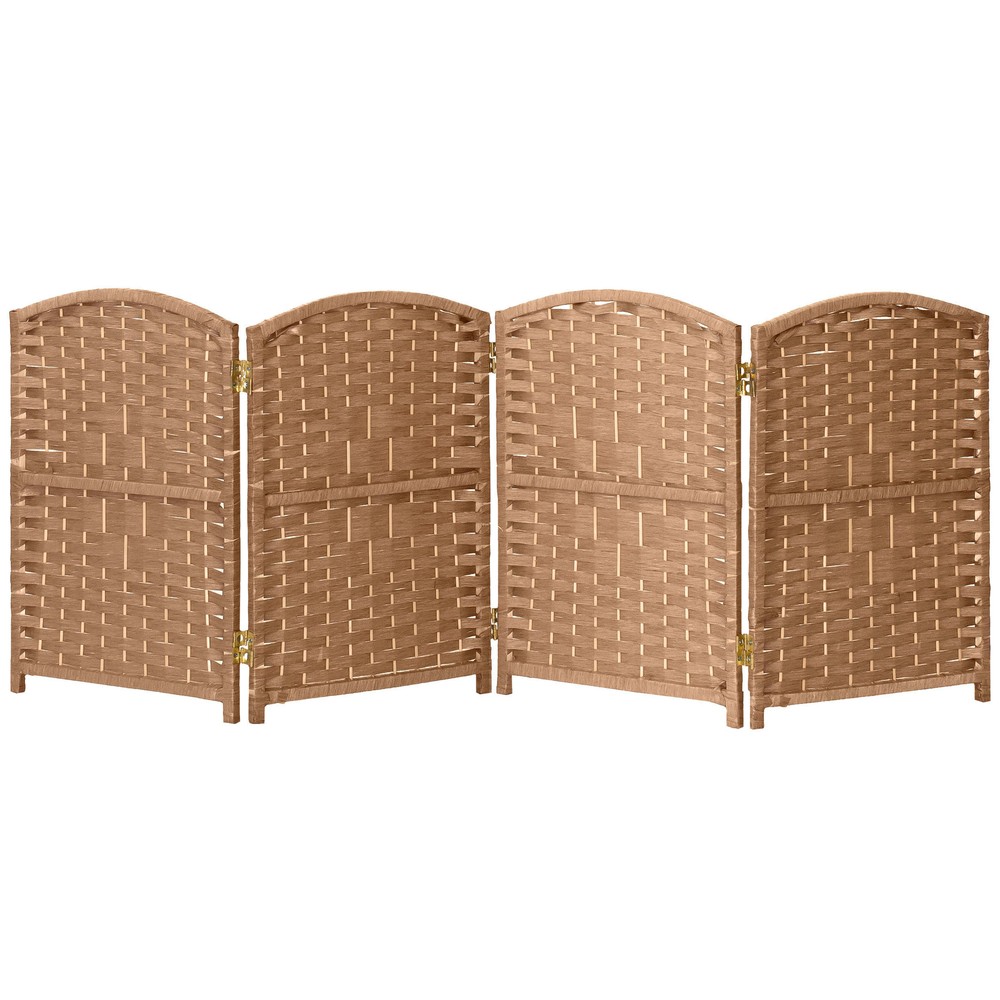 2 ft. Short Diamond Weave Fiber Folding Screen - Natural - 4 Panel