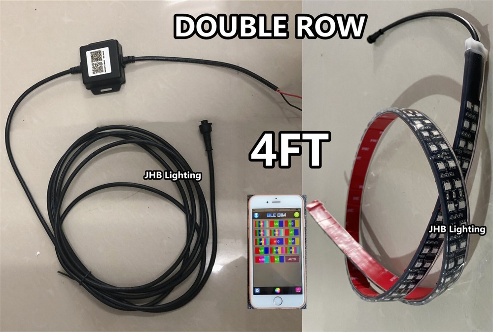 JHB 1x 4FT DOUBLE ROW App Ctrl CHASING Flow LED Underglow Grill Strips Light