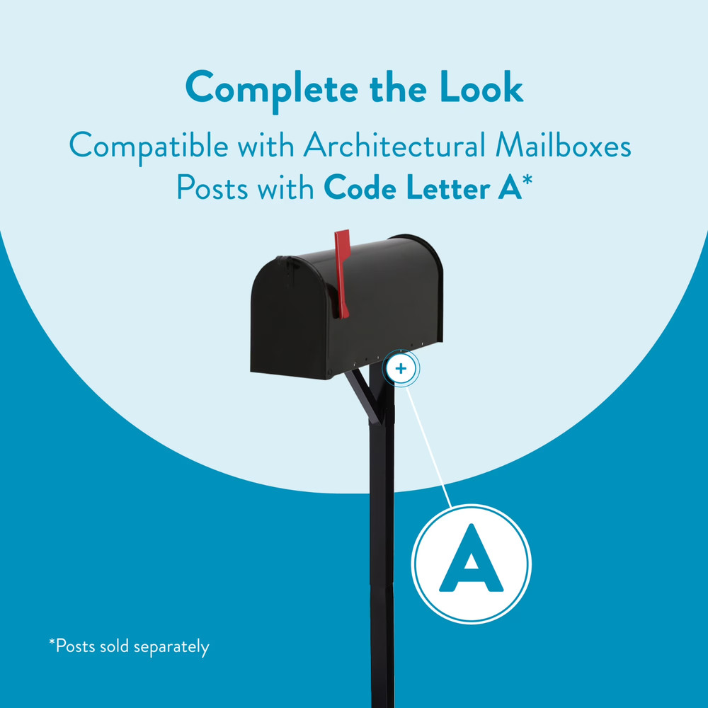 Architectural Mailboxes Elite Galvanized Steel, Medium, Post-Mount Mailbox in Bl