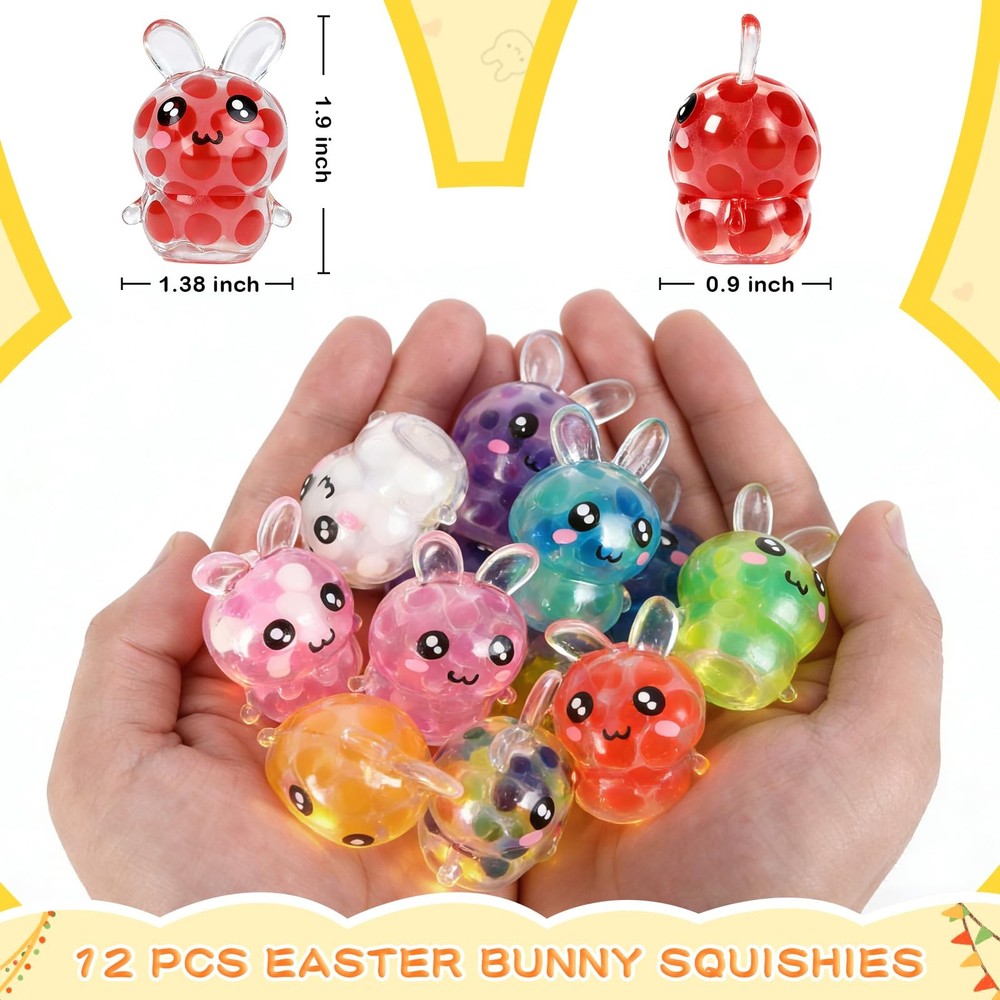 Easter Egg Fillers – 12 Pcs Mini Bunny Squishy Balls, NonCandy Easter Basket ...