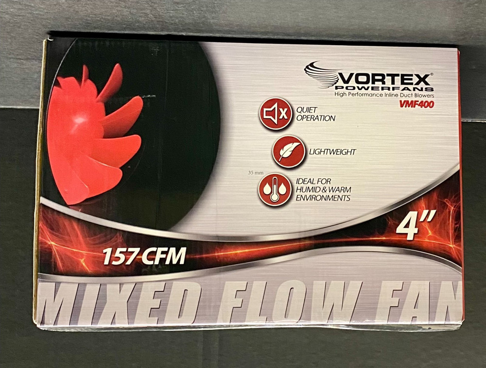 4" Vortex High Performance Inline Duct Fan 157 CFM