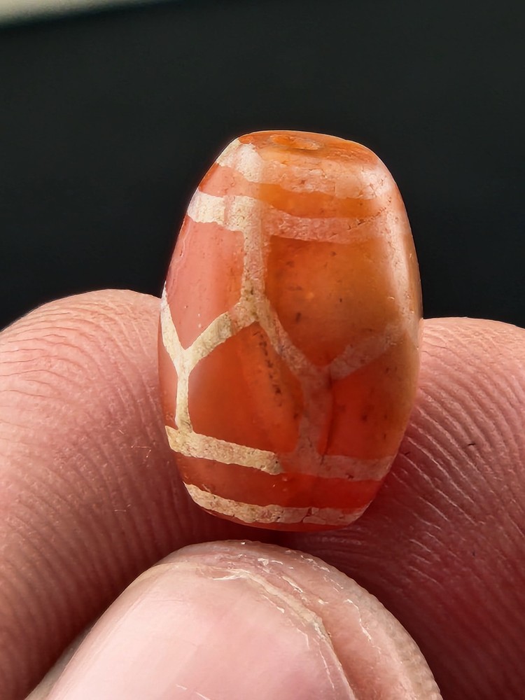 Ancient Etched Carnelian Longevity Bead over 2000 Year Old In great Condition