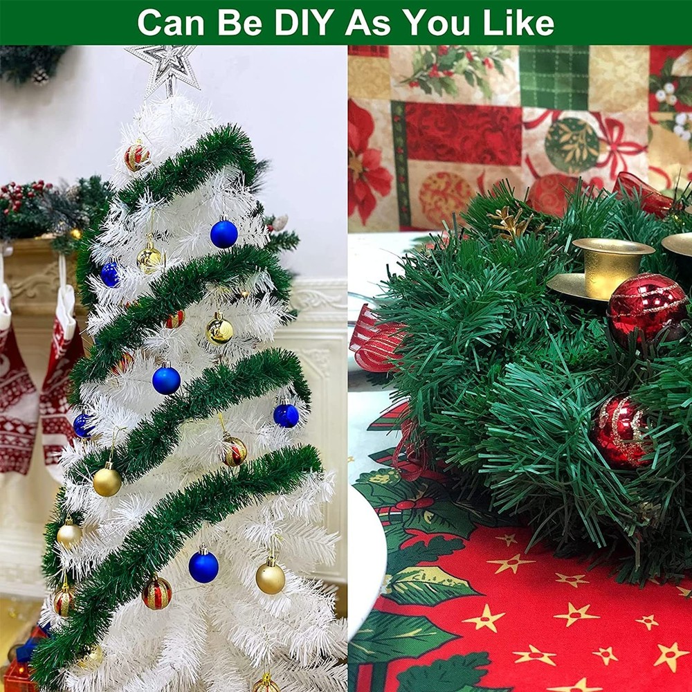 3 Pack Total 49.2 Ft Christmas Garland Decorations, 3Pack-49.2FT Total, Green