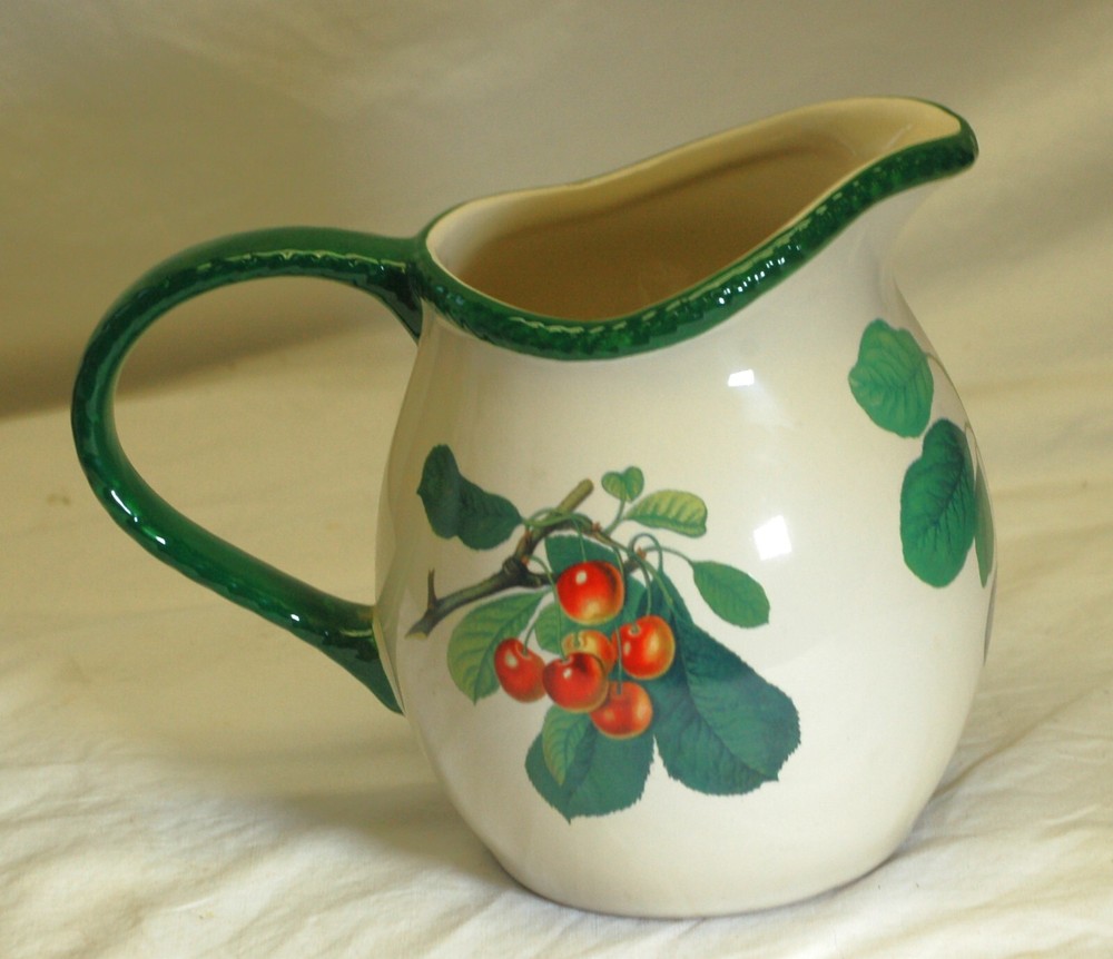 Hawthorne Manor Stoneware Pitcher Fruit Designs