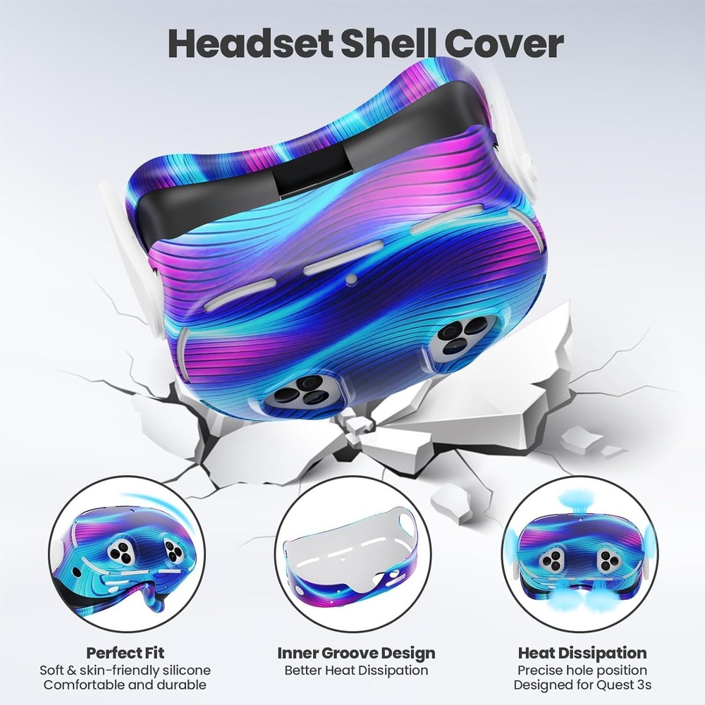 Silicone Cover Set Compatible with Meta/Oculus Quest 3s Accessories, VR