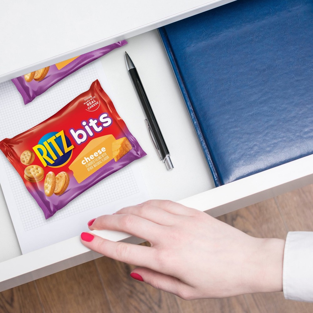 RITZ Bits Cheese Crackers, 10 Snack Packs - Lunch Snacks, Crispy Sandwich Style