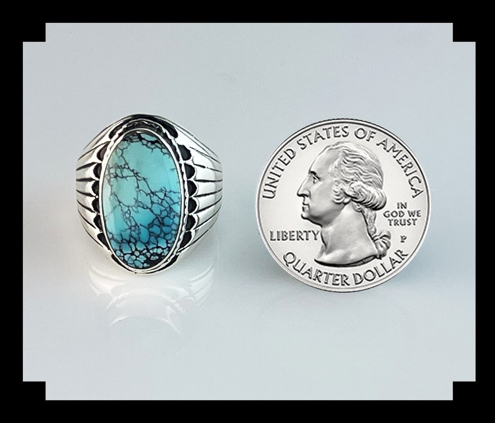 Stunning Sterling and Chinese Turquoise Ring Size 7