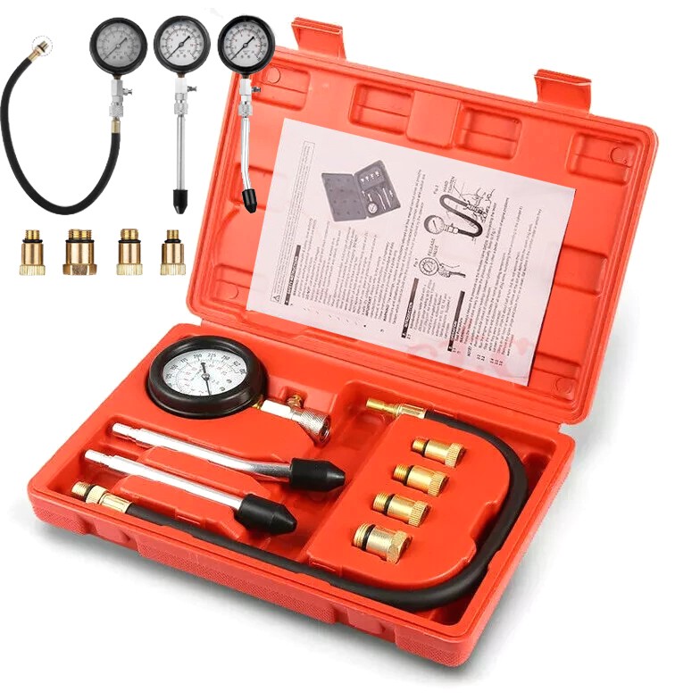 Engine Cylinder Compression Tester Gauge Kit Gas Petrol Diagnostic Testing Tools