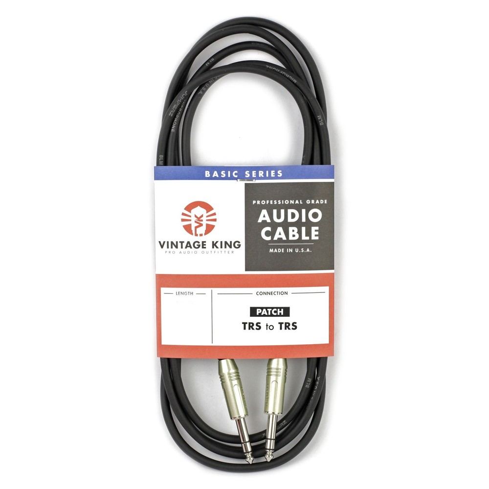 Vintage King Basic Studio Patch Cable TRS - TRS - 10'