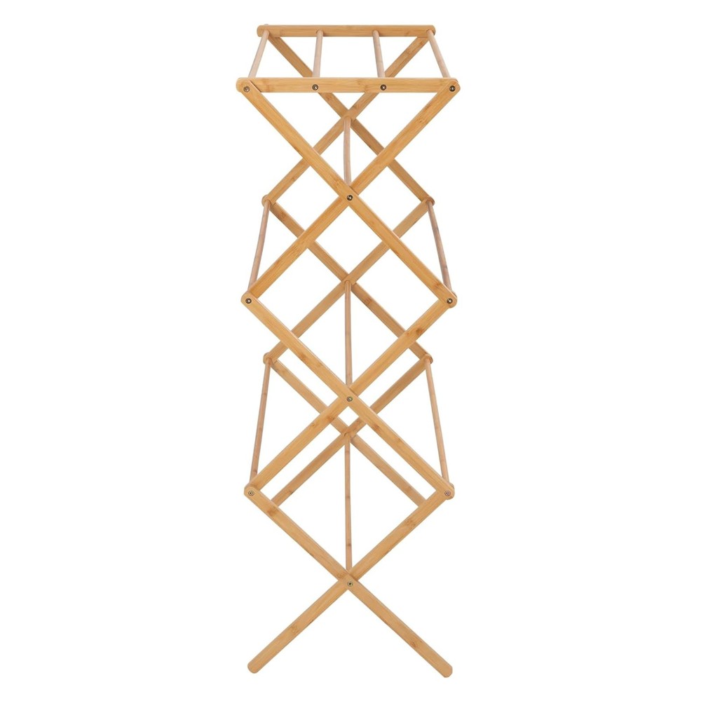 Collapsible Bamboo Drying Rack – Foldable Laundry Drying Stand for Indoor/Out...