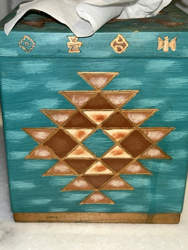 MESA NATIVE AMERICAN TISSUE BOX COVER CERAMIC COLORFUL
