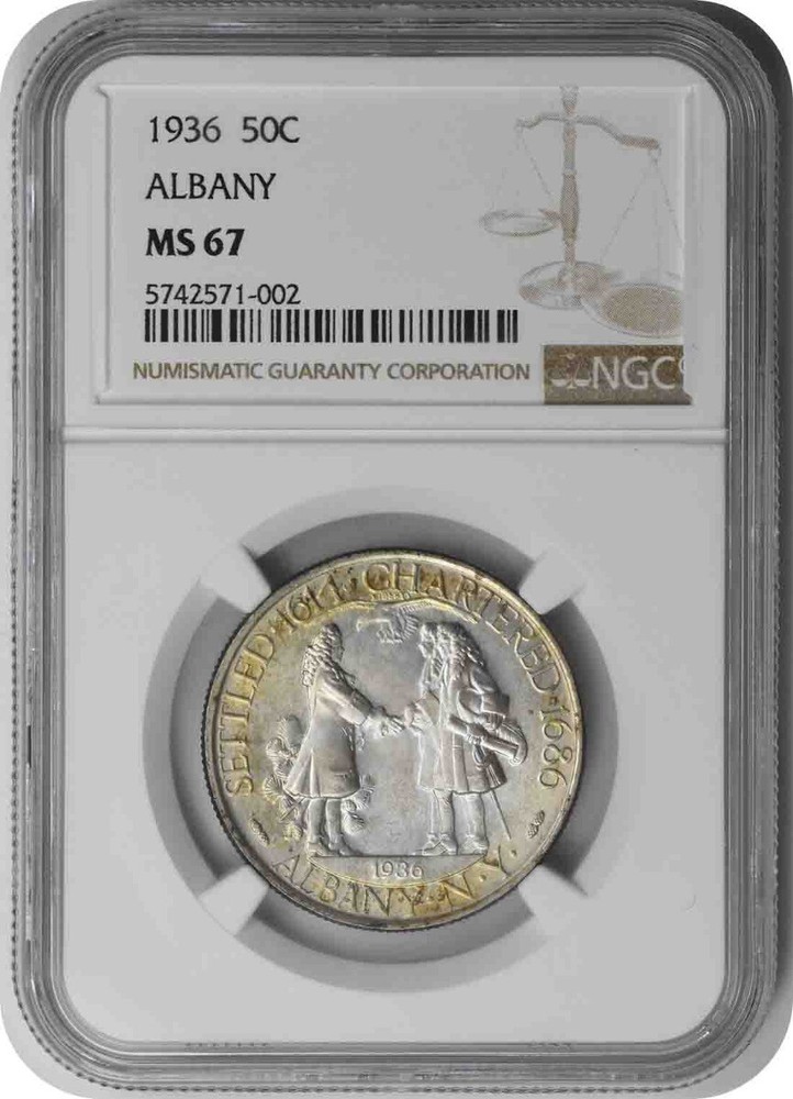 Albany Commemorative Silver Half Dollar 1936 MS67 NGC