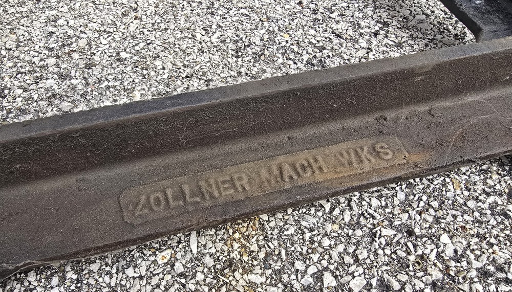 Zollner Machine Works antique industrial table with leg casting pattern