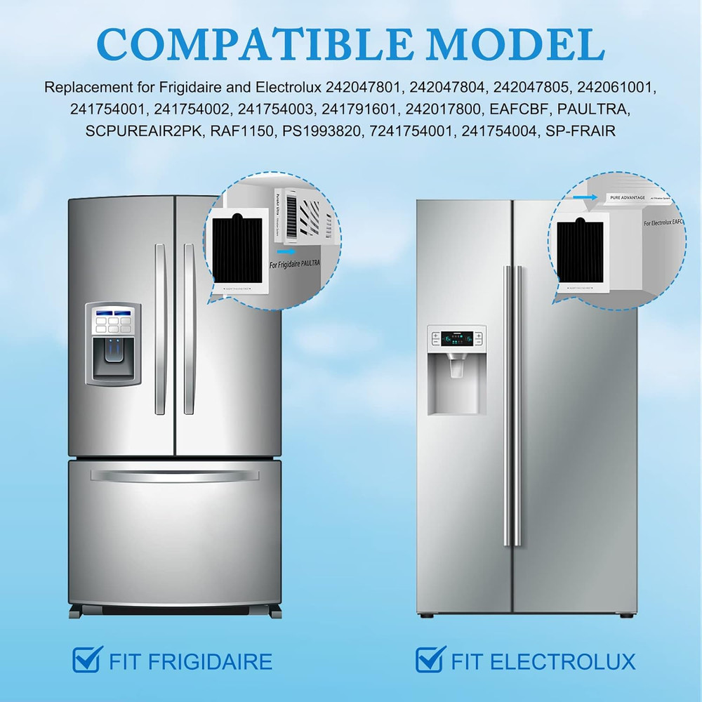 Refrigerator Air Filter Replacement 4 Pack, Carbon Activated Air Filter Compatib