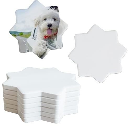 Sublimation Ceramic Octagonal Star Shape Coasters Blanks - Octagonal, 8 PACK