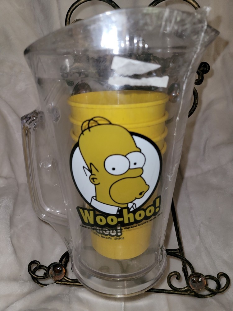 Homer Simpson Plastic Pitcher D'oh With 4 Cups