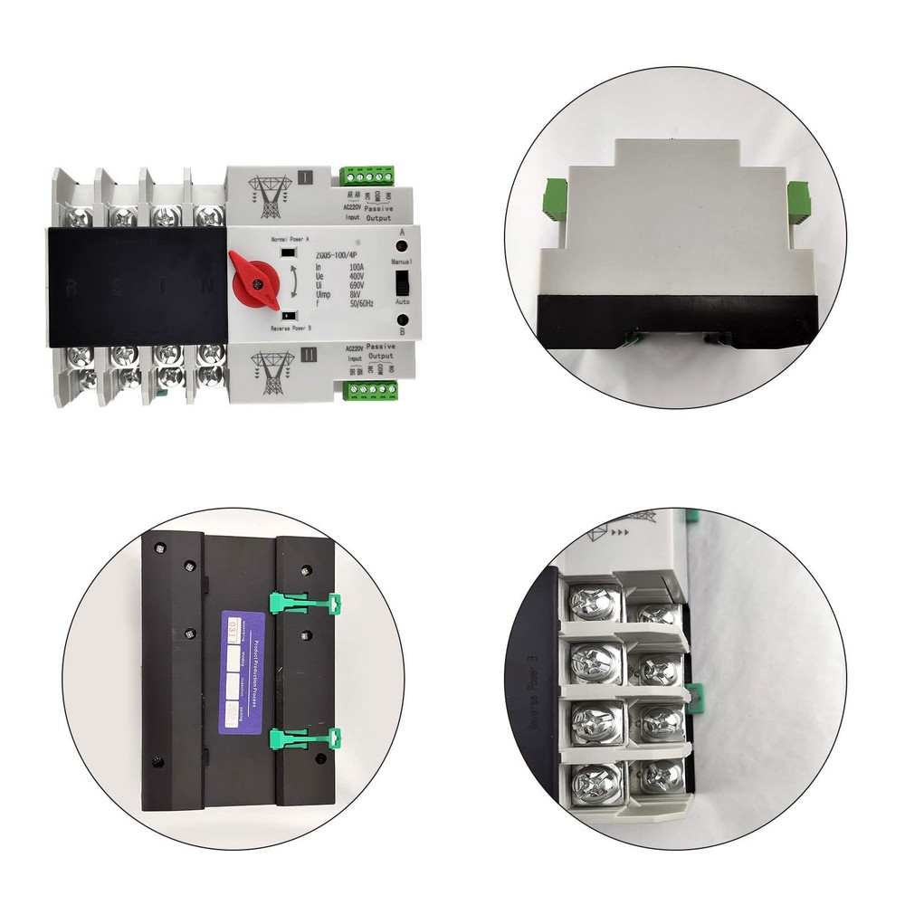 Dual Power Automatic Transfer Switch 4P 100A 220V Electronic Changeover