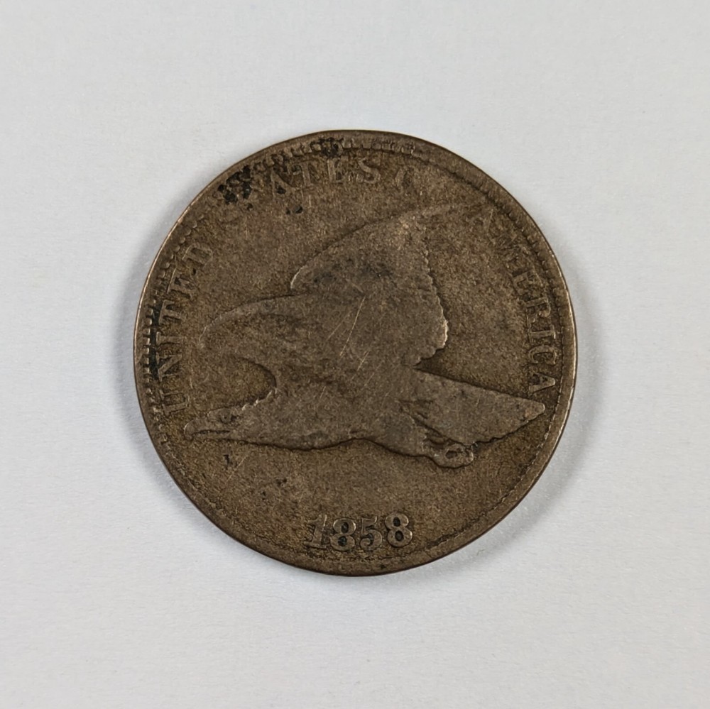 1858 Large Letters Flying Eagle One Cent VG