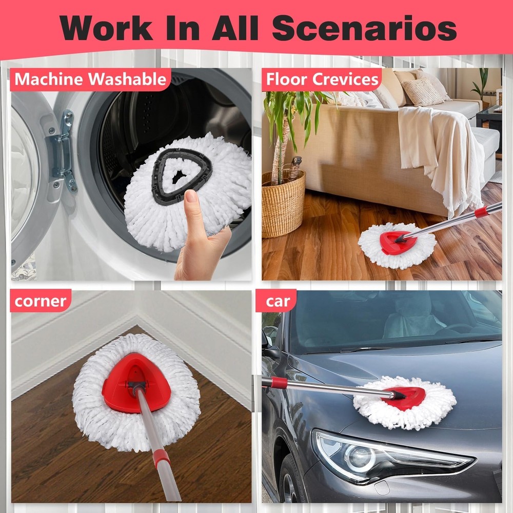 Mop Heads Replacements Complete Combo for O-Ceda,4Pcs White Machine Washable ...
