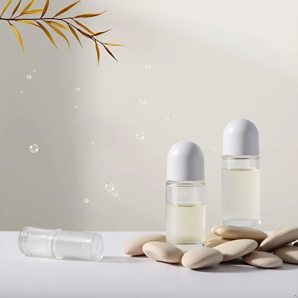 2 Pcs 50ML Glass Empty Roller Bottles with Plastic Roller Ball, Roll on Bottles