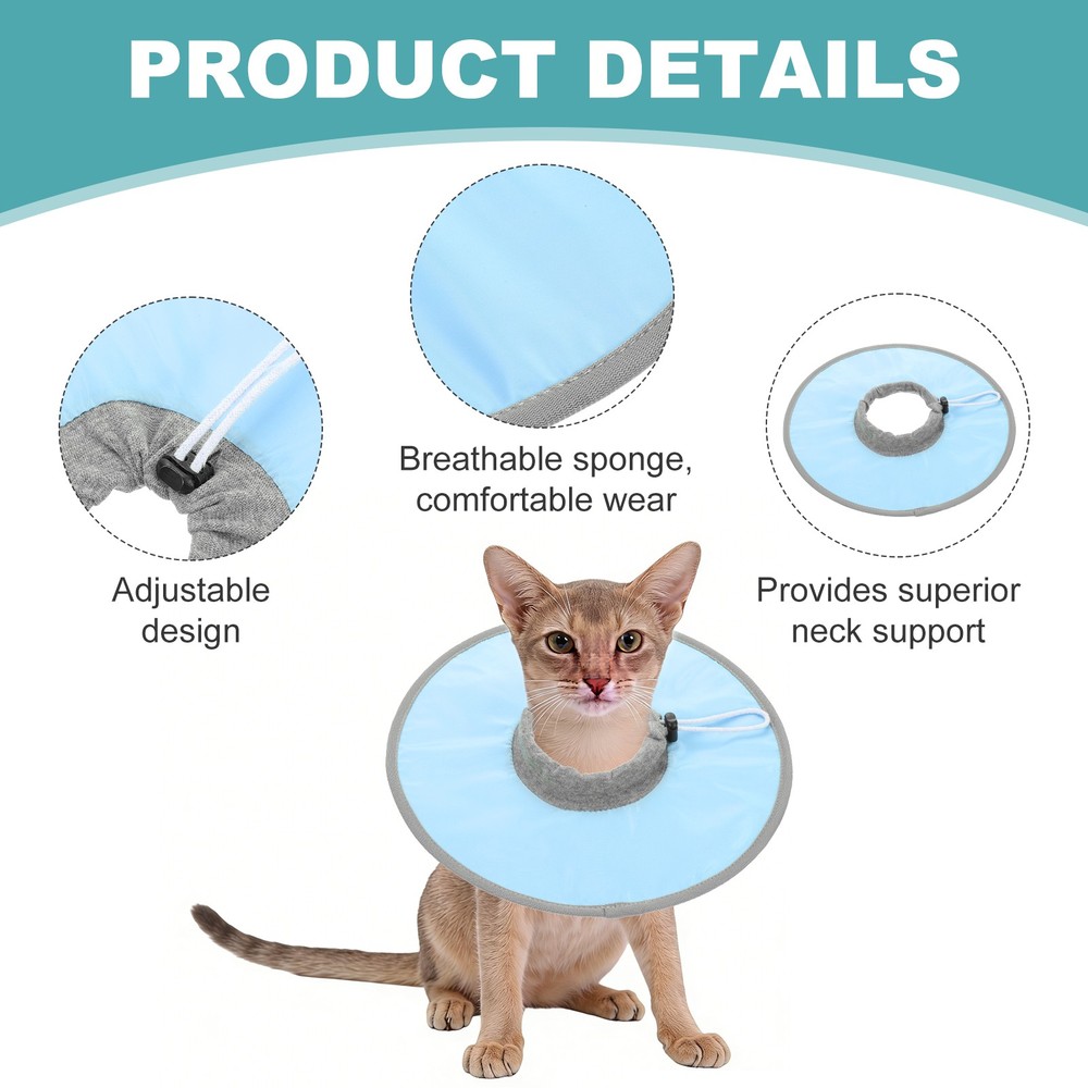 Elizabethan Collar, Recovery Collar ( Polyester, M/L, Light Blue )