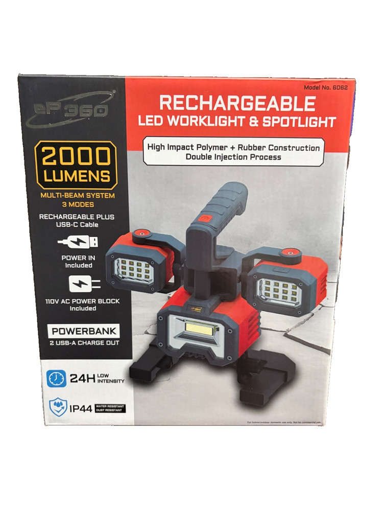 SIRIUS 2000 Lumens Rechargeable LED Worklight and Spotlight P