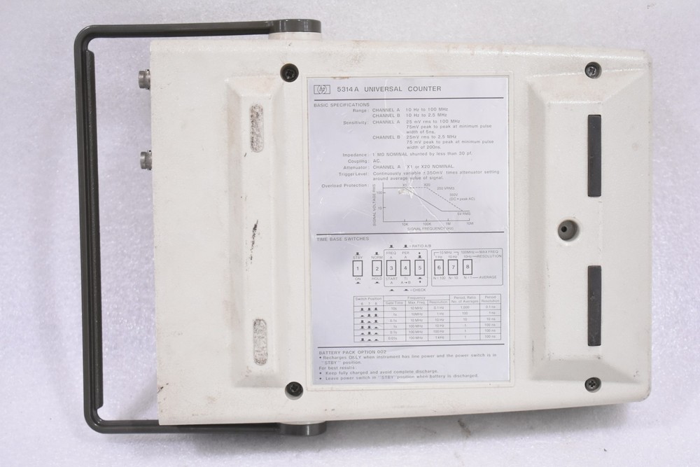 HEWLETT-PACKARD 5314A UNIVERSAL FREQUENCY COUNTER, LED, TIMER, 7-DIGIT, LED