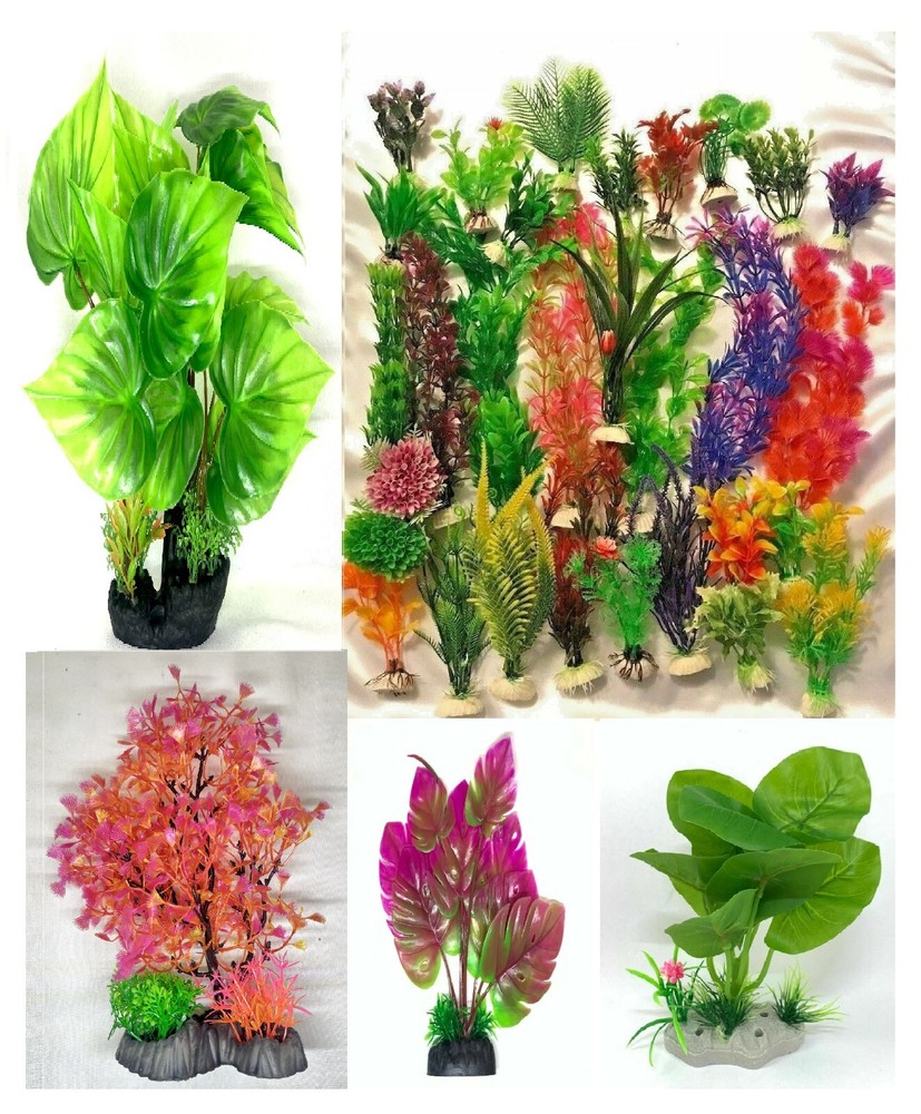 24 Pack Aquarium Artificial Plants - Various Sizes