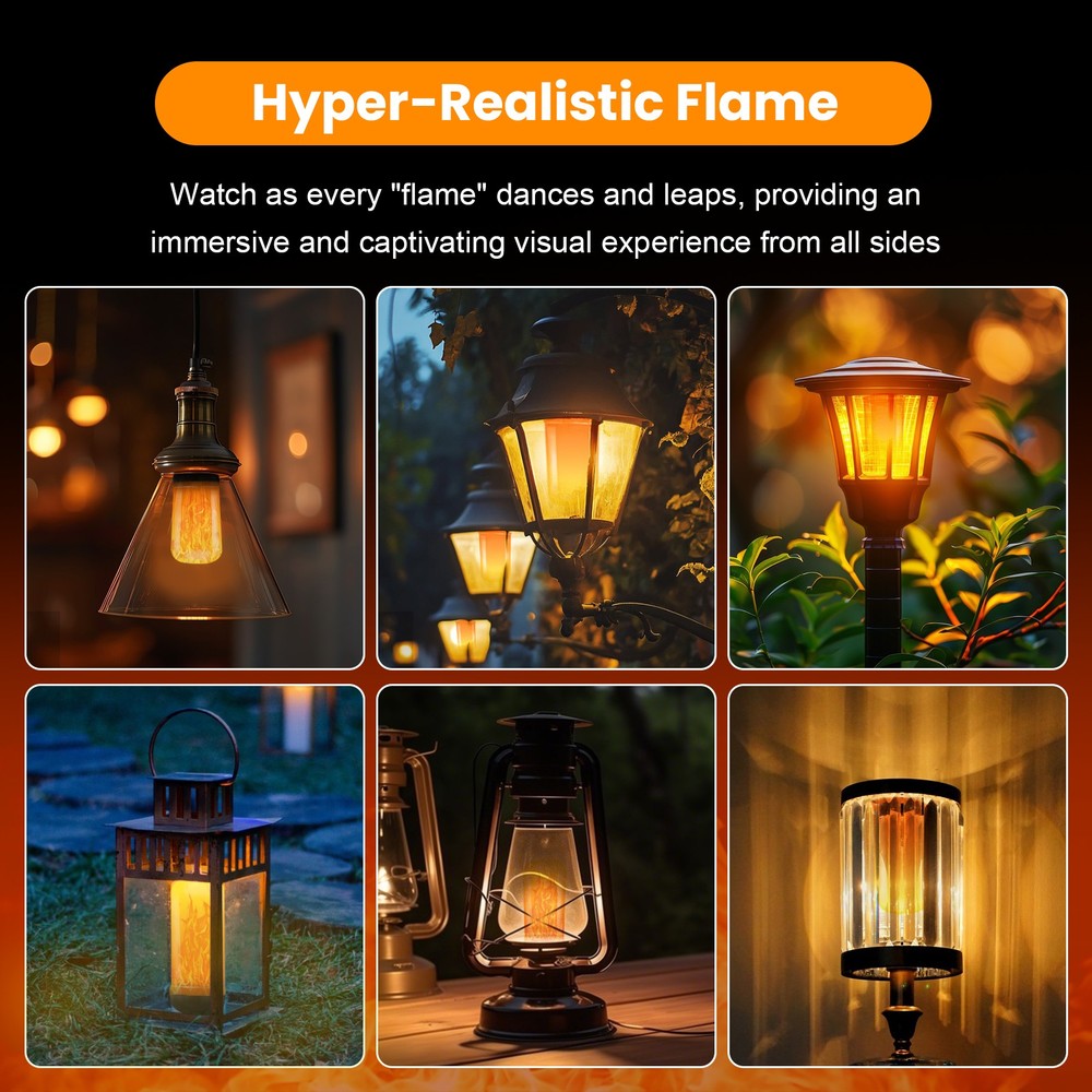 Led Flame Light Bulb, 4 Pack E26 Flickering Light Bulbs Flame Light Bulbs 4 Mode