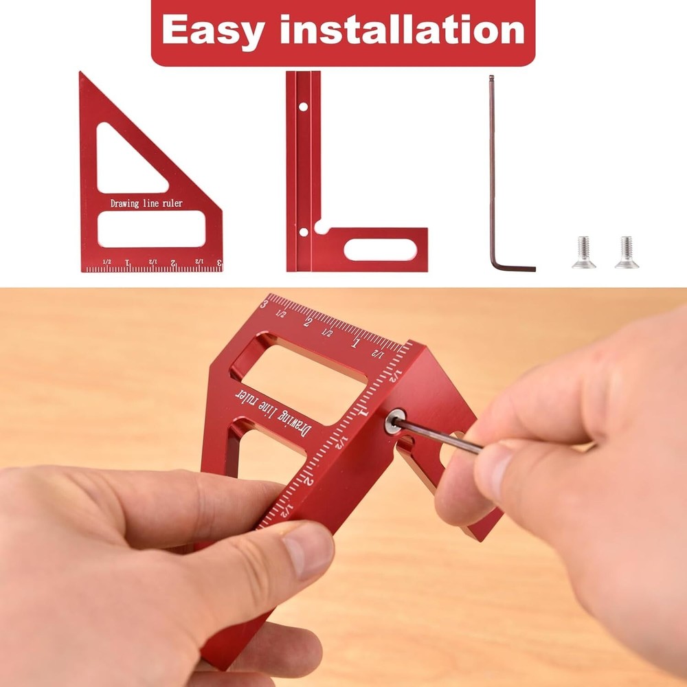 3D Multi Angle Measuring Ruler Precision 45/90 Deg Woodworking Square Protractor
