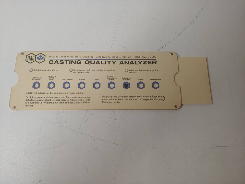 IMC Casting Quality Analyzer Slide Rule