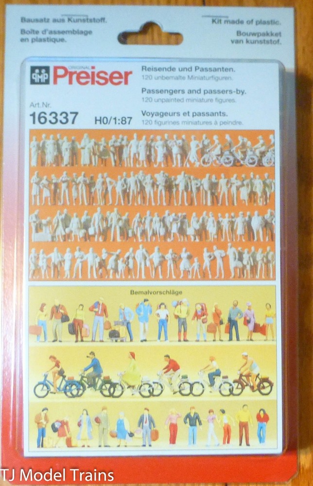 Preiser #16337 Unpainted Figure Set -- Passengers & Passers-By pkg(120)