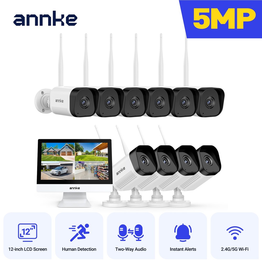 ANNKE Wireless 12” 10CH NVR 5MP Security Camera System 2 Way Audio AI Detection