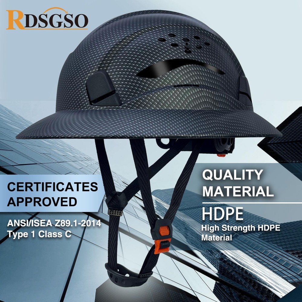 Full Brim Hard Hat Vented Safety Helmet | Industrial Construction Work