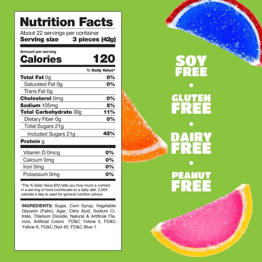 Fruit Slices 2 Pound Bulk Pack Jelly Candy Assorted Flavors Individually Wrapped