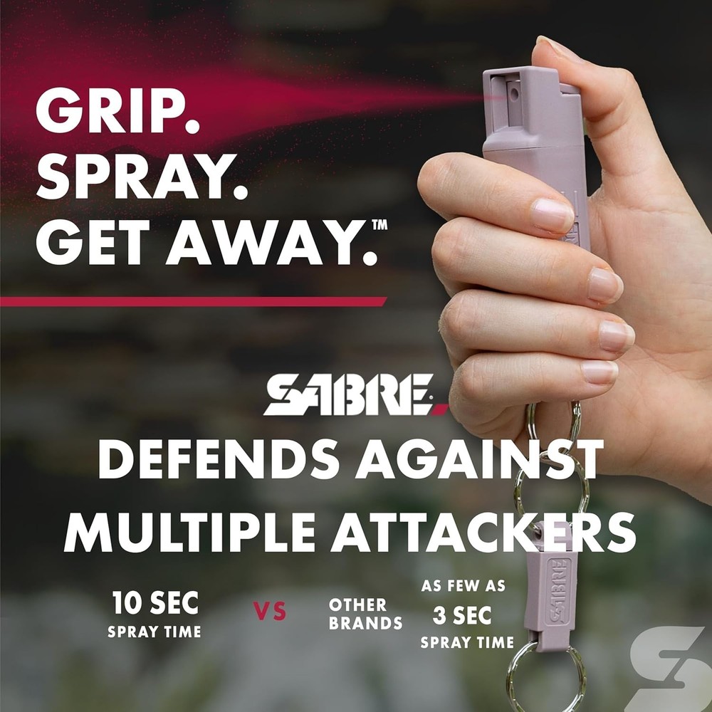 Sabre Pepper Spray with Quick Release Key Ring - Dusk - UV Dye