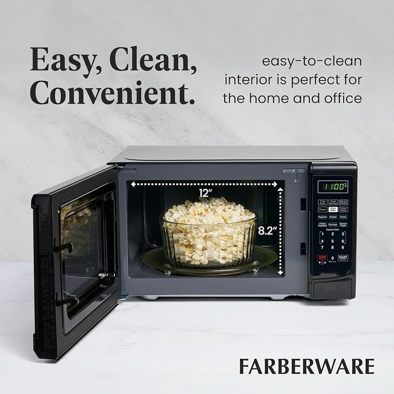 700W Compact Microwave Oven Countertop Programmable W/ LED Display Safety Lock