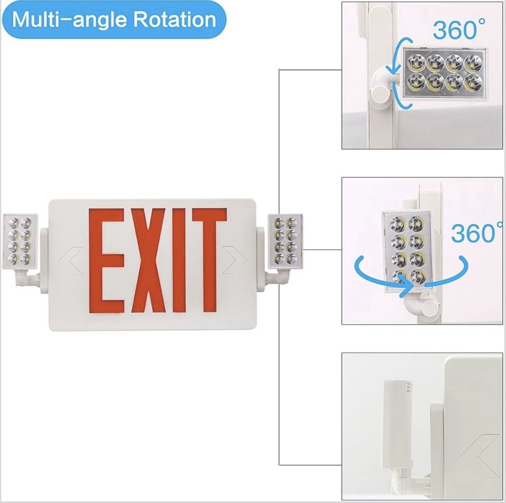 EXITLUX UL LED Exit Sign Emergency Light Battery Backup Adjustable Heads New