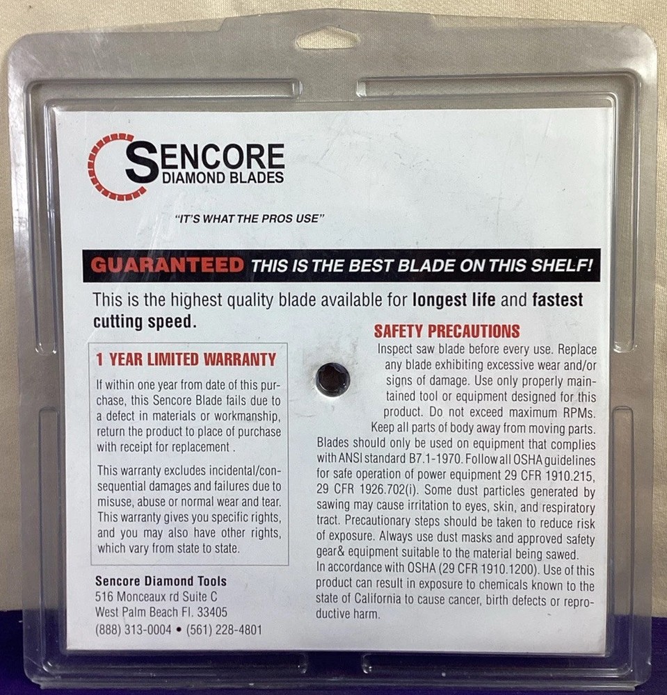 Sencore 14” Diamond Blade NEW