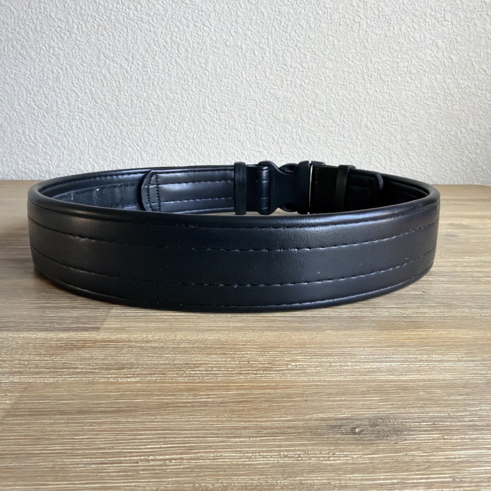 Uncle Mike's Mirage Duty Belt Leather 2" Medium Ultra Plain Black Hook and Loop